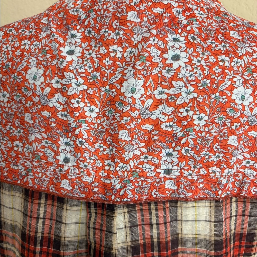 Boutique Patchwork Mixed Print Henley Long Sleeve… - image 8